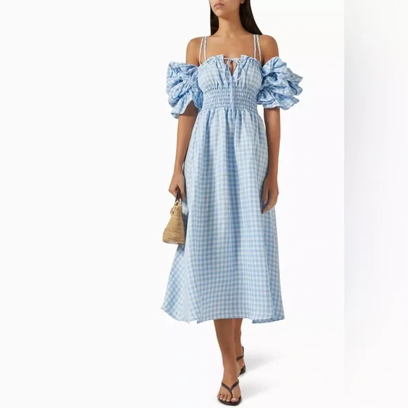 Sleeper Dresses | Nwot Sleeper Linen Arle Puff Sleeve Midi Dress | Color: Blue/White | Size: S | Takobrya05's Closet Sleeper Dresses | Nwot Sleeper Linen Arle Puff Sleeve Midi Dress | Color: Blue/White | Size: S | Takobrya05's Closet